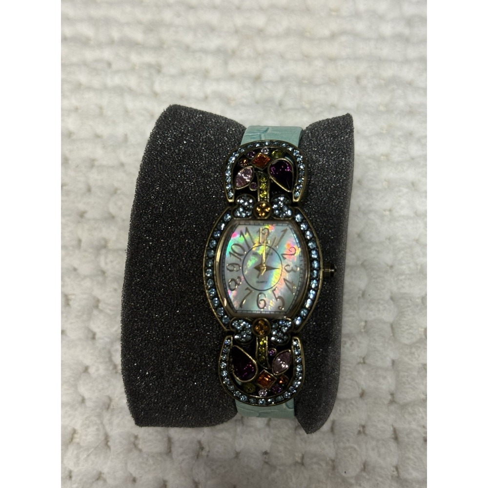 Heidi Daus Blue Crystal Designer Watch Quartz Multicolor Rhinestones NO BATTERY